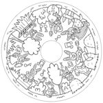 Bunnies playing musical instruments in a circular pattern.