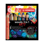 Lot de 6 crayons STABILO Woody 3 in 1 + taille-crayon adapté