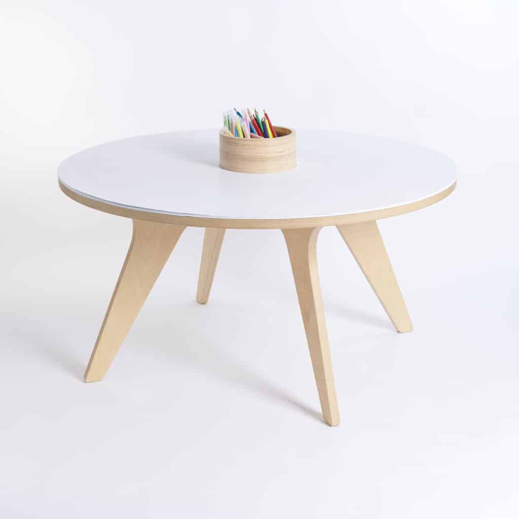 Drawin’table® XXL – Table à dessin pour enfants en bois naturel (Ø 90 cm)