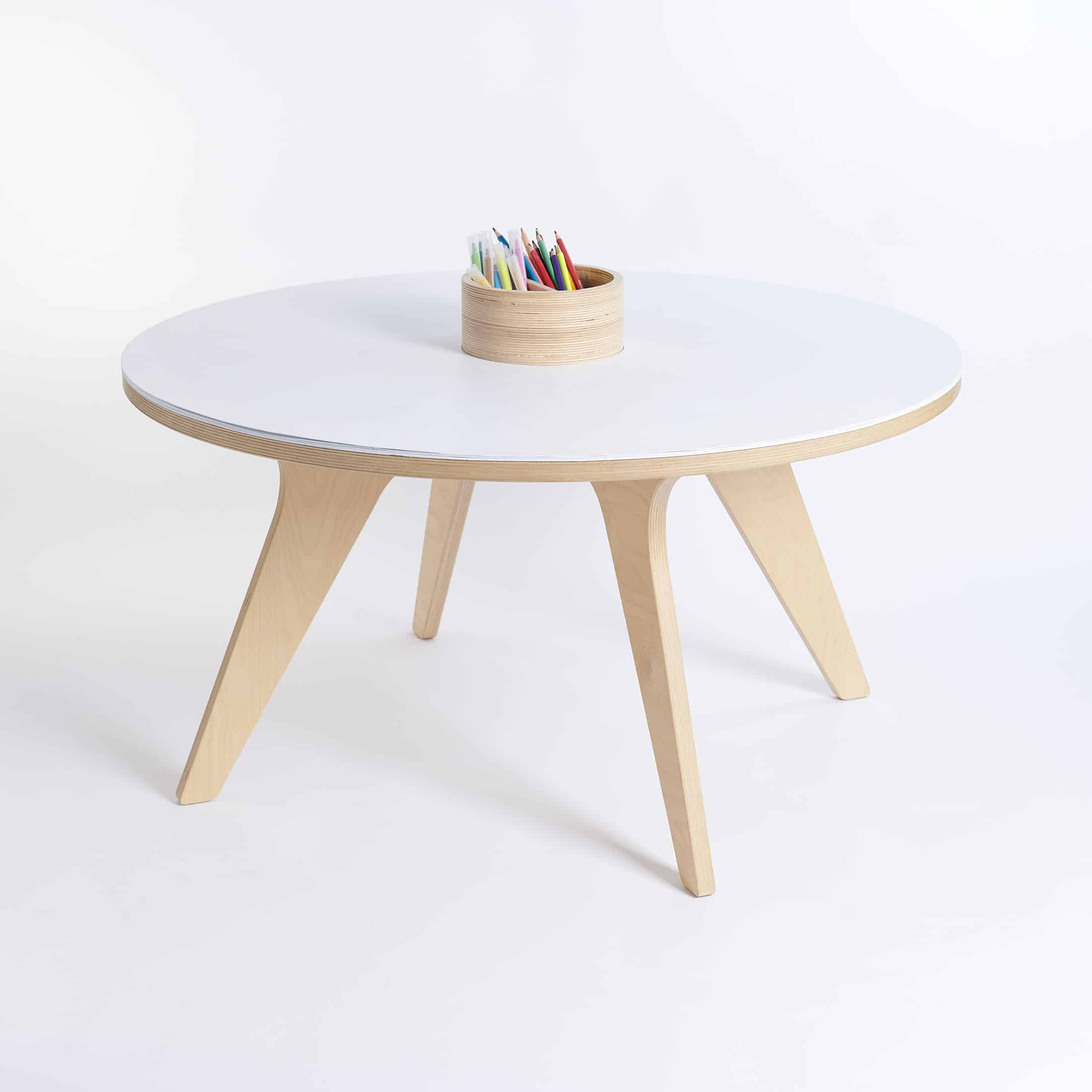 Table à dessin ronde pour enfants en bois naturel – modèle XXL 90 cm