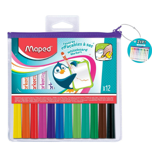 Lot de 12 feutres effaçables MAPED pour tableau blanc