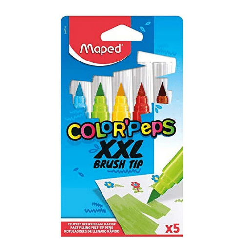 Lot de 5 feutres MAPED Color’Peps Brush Tip pour enfants