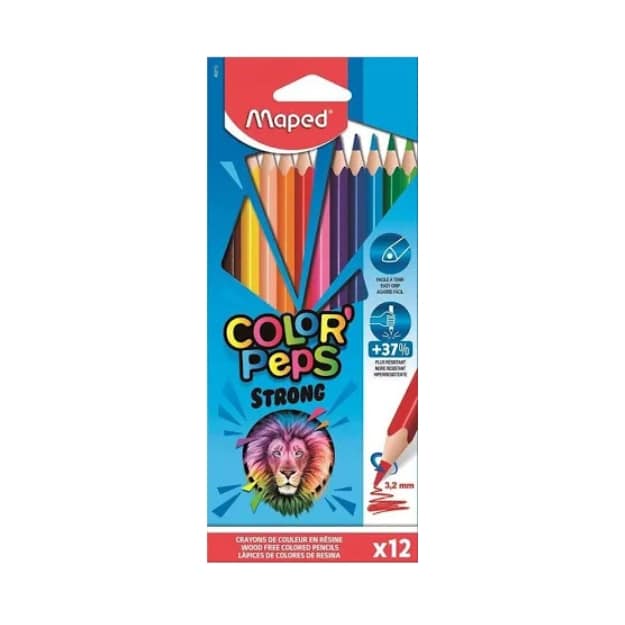lot de 12 crayons de couleur color’peps strong – maped
