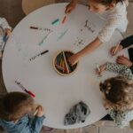 Drawin'table® XXL Set + 4 Hocker – Kinderzeichentisch