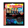 Set of 6 STABILO Woody ARTY 3 in 1 pencils + matching sharpener